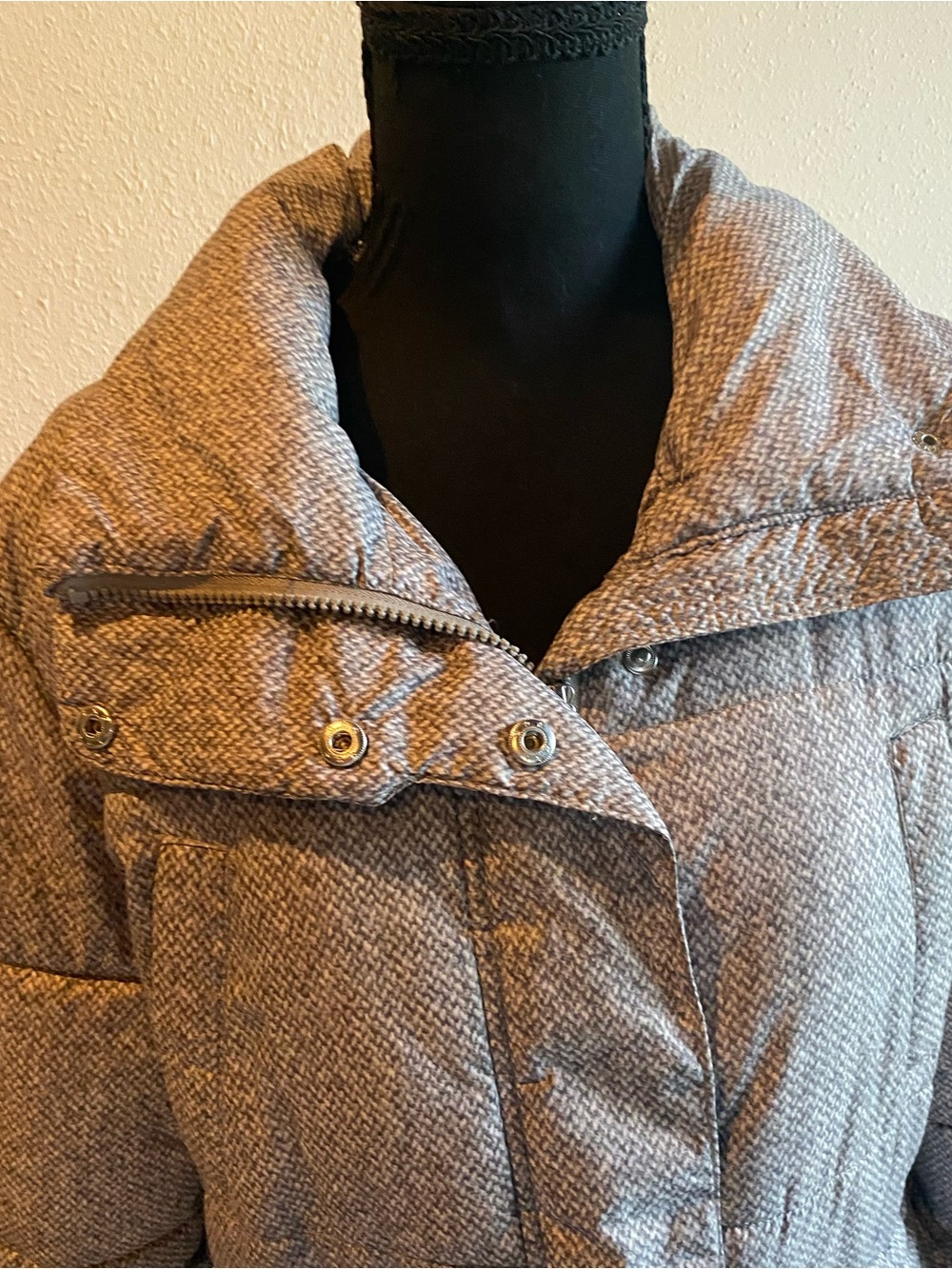 Celsius Premium Outdoor Gear Herringbone Tweed Print Winter Puffer Coat Jacket L